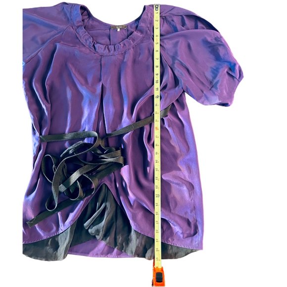 NWT Vera Wang Purple Silk Blouse w/Black Wrap Around Belt Size 8 - Picture 14 of 15